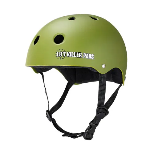 187 Skateboard Helmet Pro Skate w/ Sweatsaver Liner Army Green Size S