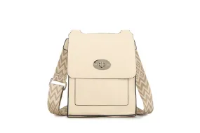 21600- Crossbody Bag with Fabric Strap - Beige