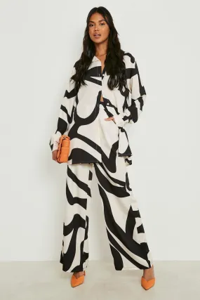 Abstract Print Relaxed Fit Wide Leg Pants