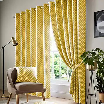 Alan Symonds Cotswold Jacquard Pair of Fully Lined Eyelet Curtains | Kaleidoscope