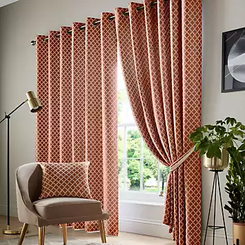 Alan Symonds Cotswold Jacquard Pair of Fully Lined Eyelet Curtains | Kaleidoscope