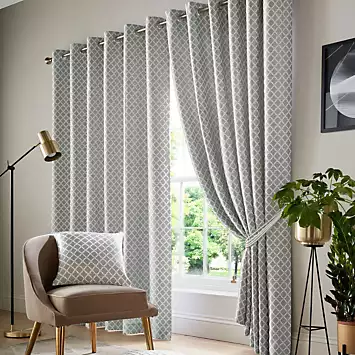 Alan Symonds Cotswold Jacquard Pair of Fully Lined Eyelet Curtains | Kaleidoscope