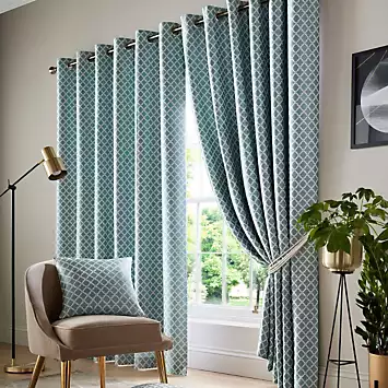 Alan Symonds Cotswold Jacquard Pair of Fully Lined Eyelet Curtains | Kaleidoscope