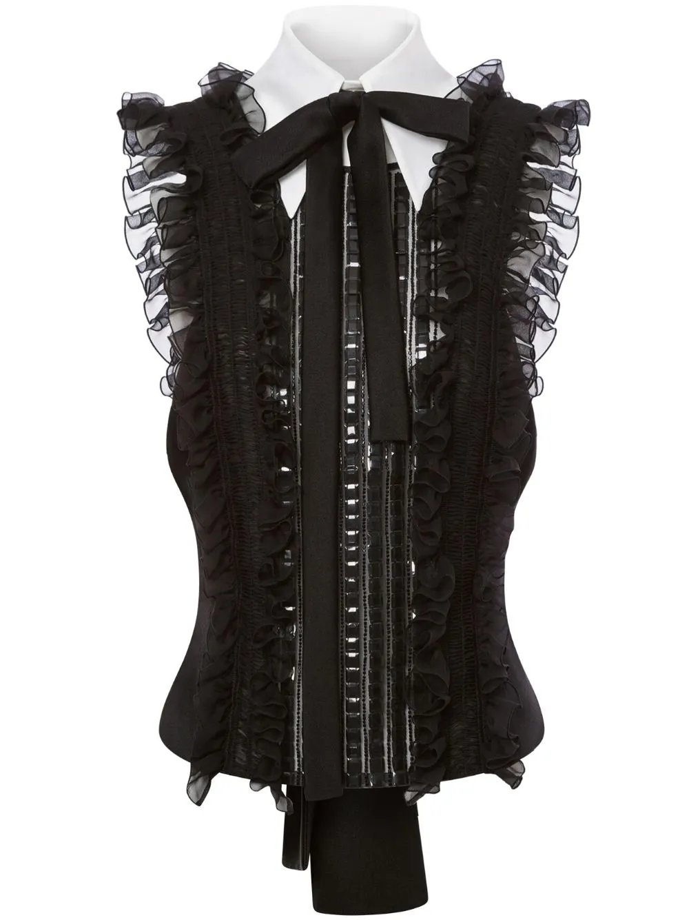 Alberta Ferretti ruffled sleeveless silk top - Black