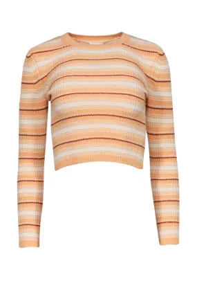 ALC - Orange Cream & Brown Stripe Cropped Sweater Sz XS