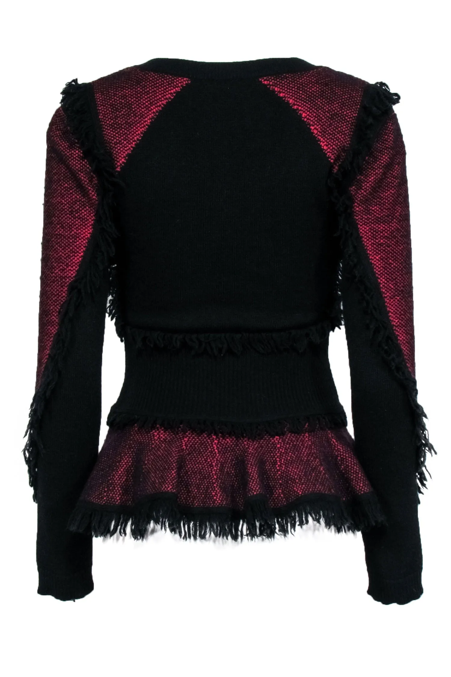 Alexander McQueen - Black & Red Fringe Peplum Sweater Sz S