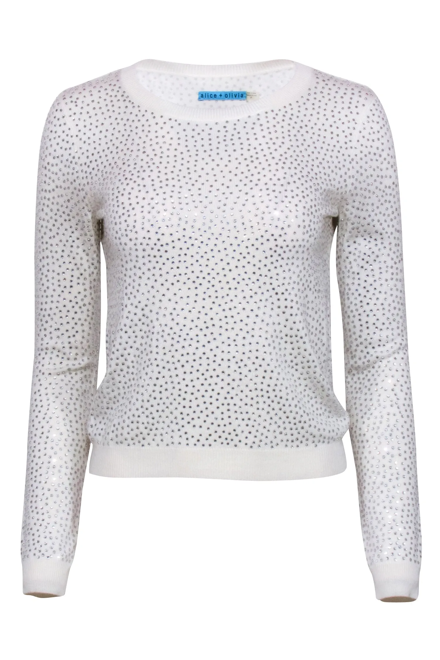 Alice & Olivia - Ivory Rhinestone Crewneck Sweater Sz S