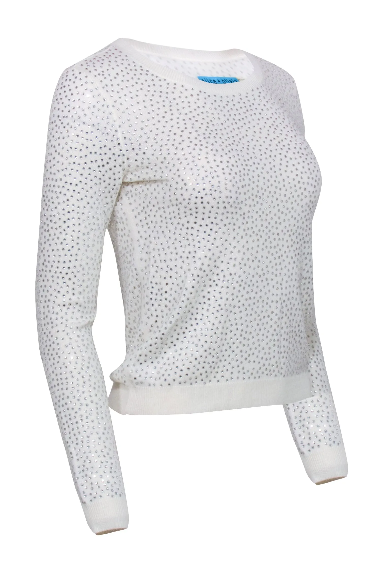 Alice & Olivia - Ivory Rhinestone Crewneck Sweater Sz S