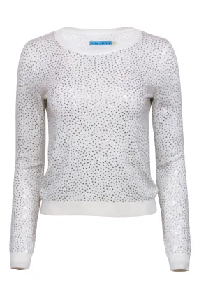 Alice & Olivia - Ivory Rhinestone Crewneck Sweater Sz S