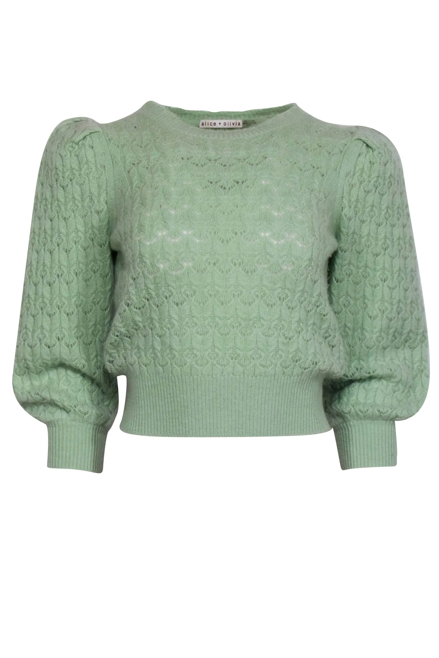 Alice & Olivia - Light Green Cashmere Blend Knit Sweater Sz XS