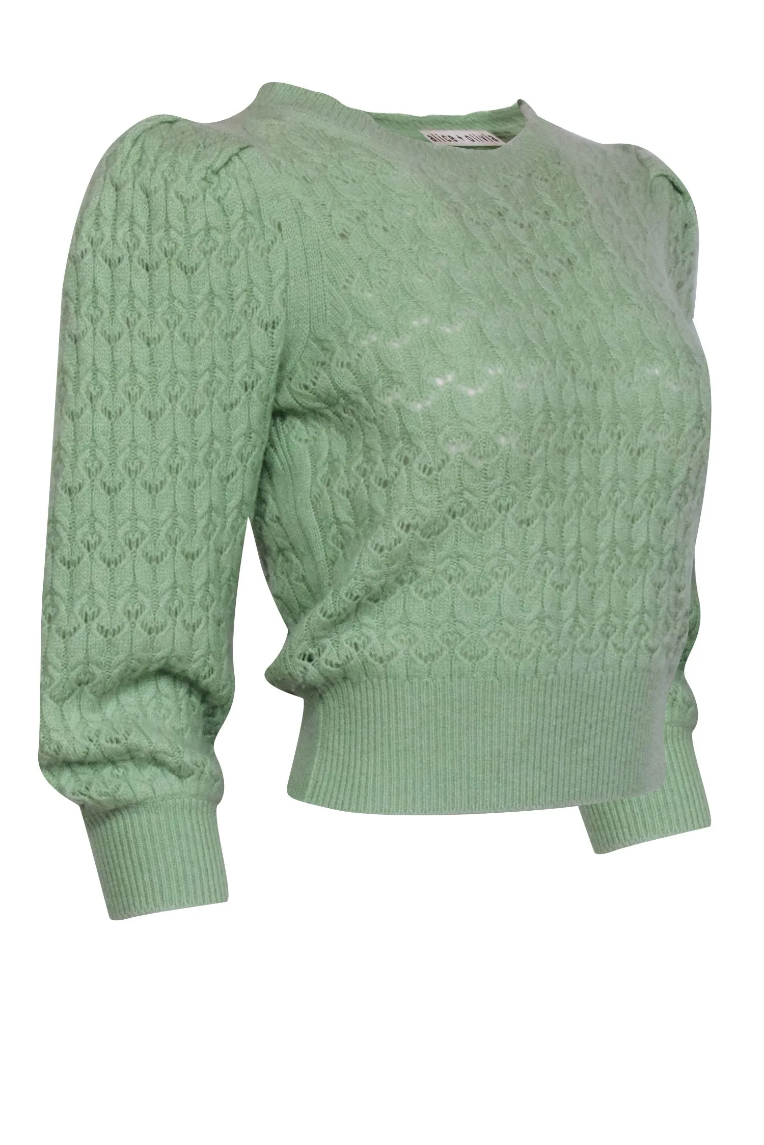 Alice & Olivia - Light Green Cashmere Blend Knit Sweater Sz XS