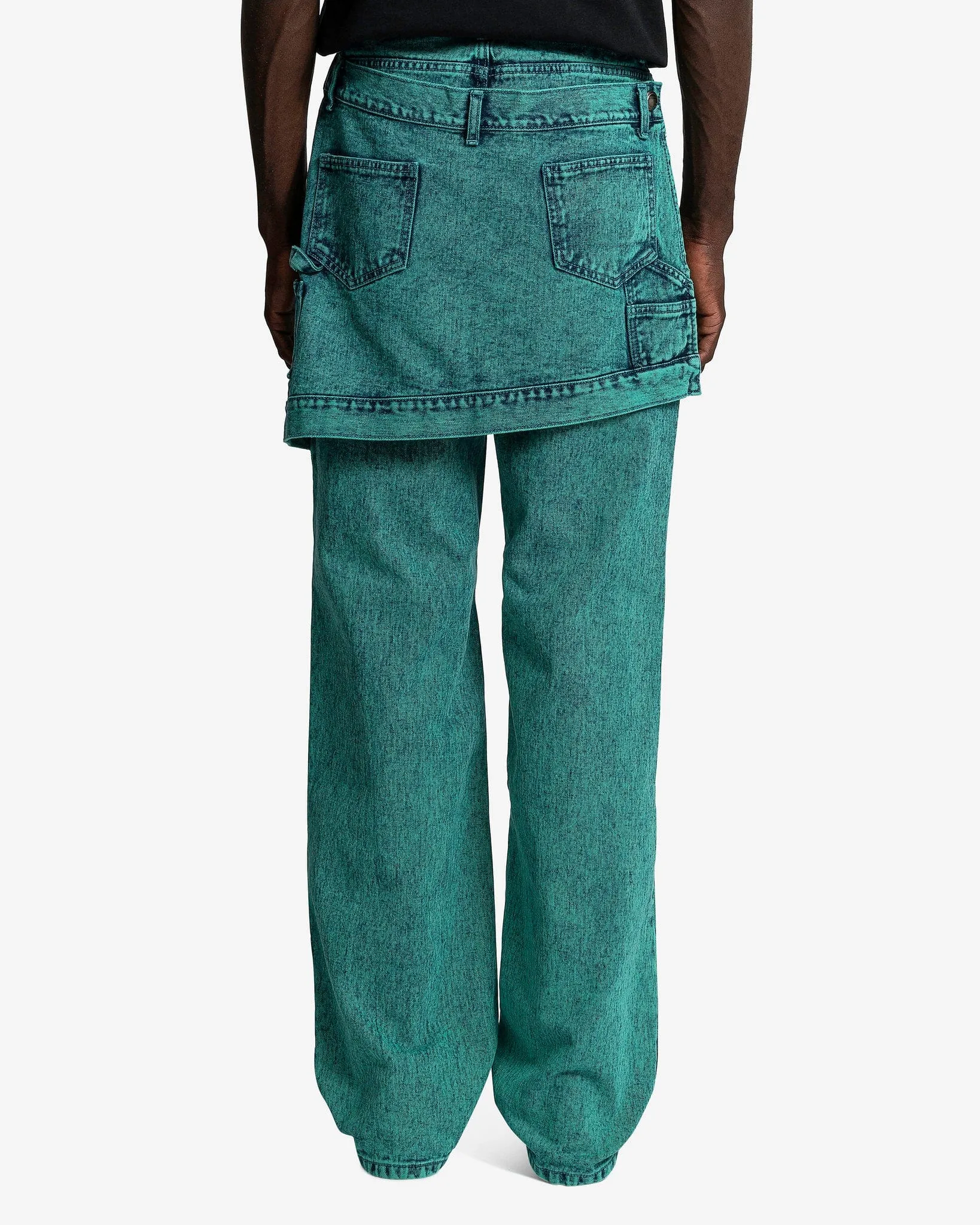 Andersson Bell Glen Overdyed Wrap Straight-Leg Jeans in Blue/Green