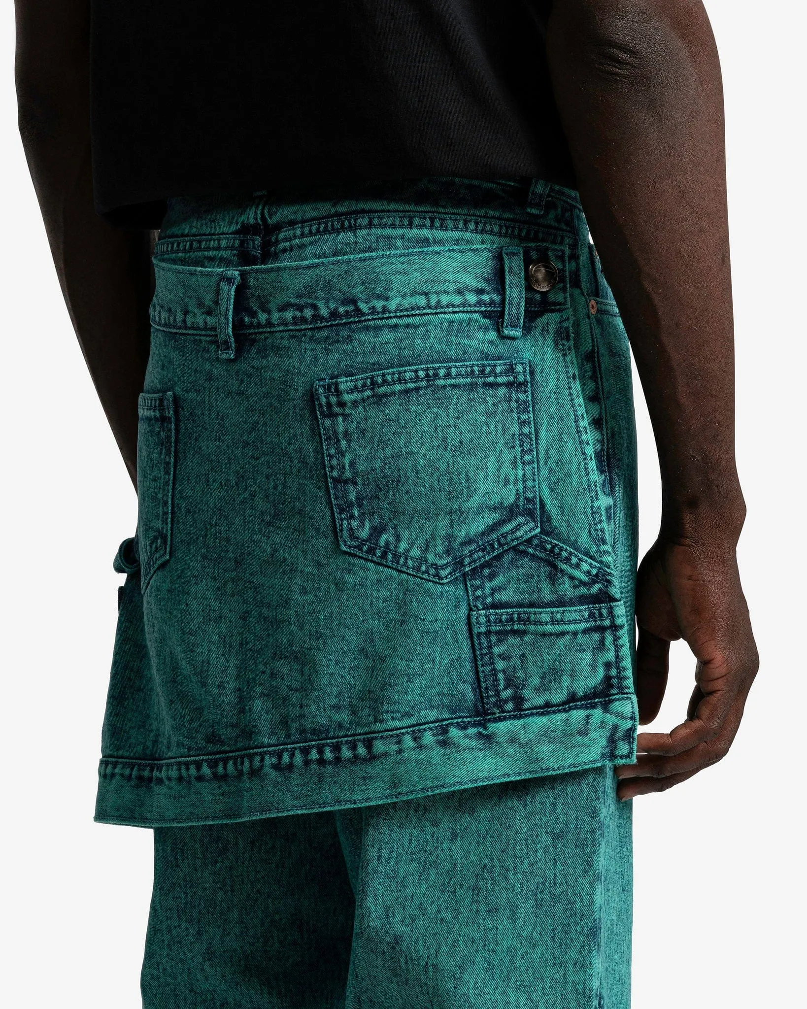 Andersson Bell Glen Overdyed Wrap Straight-Leg Jeans in Blue/Green