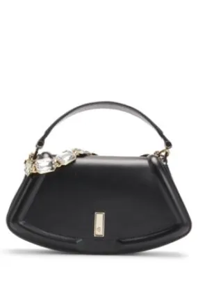 Ariell shoulder bag in matte leather with gemstone strap