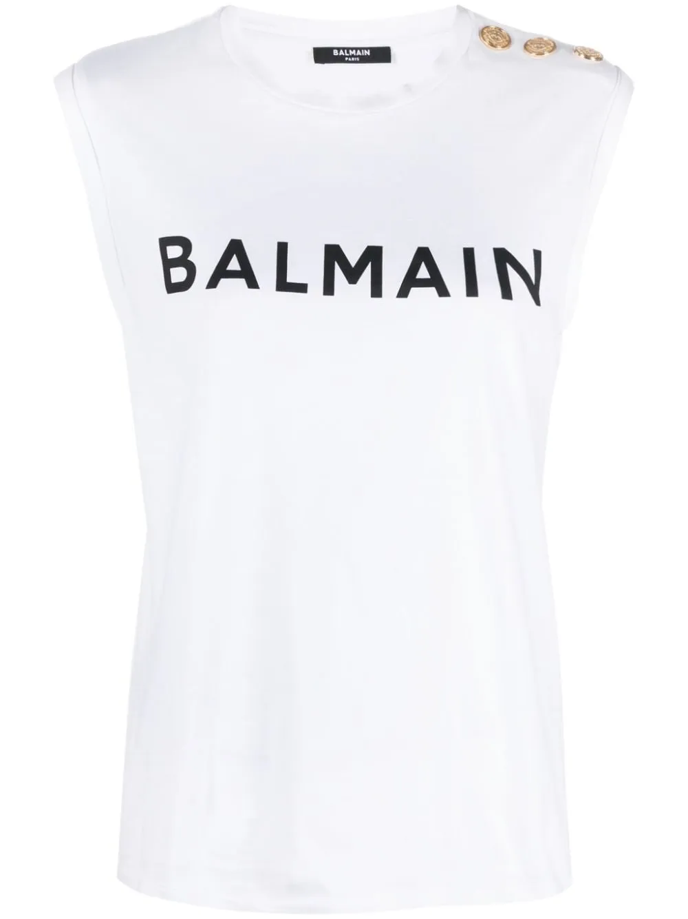 Balmain    Balmain Logo Organic Cotton Sleeveless Top