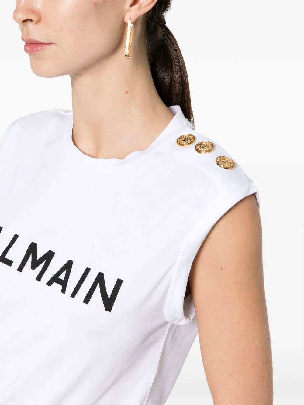 Balmain    Balmain Logo Organic Cotton Sleeveless Top