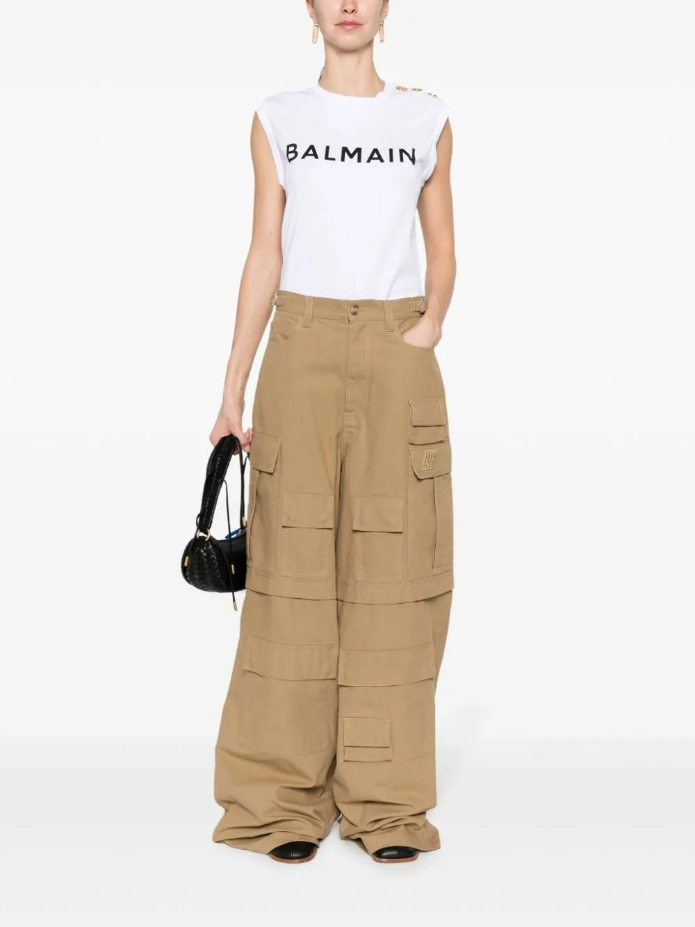 Balmain    Balmain Logo Organic Cotton Sleeveless Top