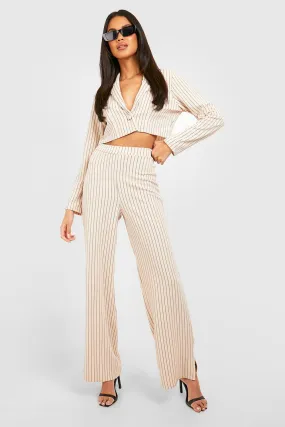 Basic Jersey Knit Pinstripe Wide Leg Pants