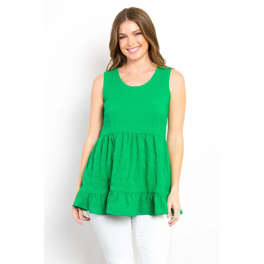 Be Stage Ruffled Sleeveless Babydoll Top