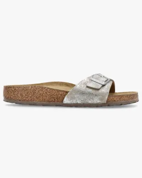 Birkenstock Madrid Synthetic Washed Metallic Mules Narrow Width | Simply Be