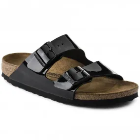 BIRKENSTOCK  Womens Arizona Patent Black Double Strap Buckle Mules 1005291