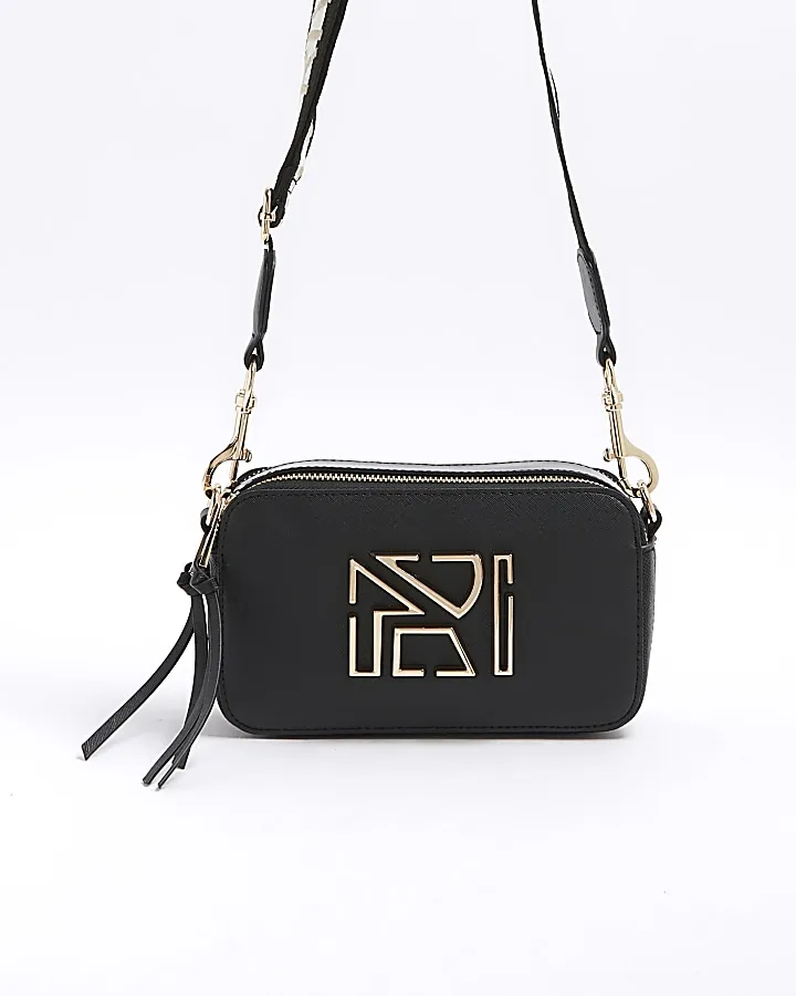 Black hardware camera cross body bag