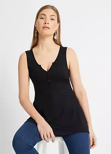 bonprix Sleeveless Button Swing Top | Kaleidoscope