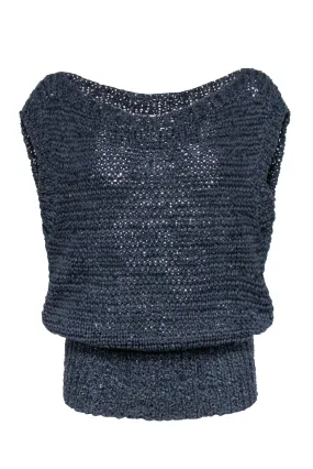 Brochu Walker - Navy Knit Sleeveless Sweater Sz S