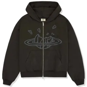 Broken Planet Market Zip Up Soot Black Hoodie