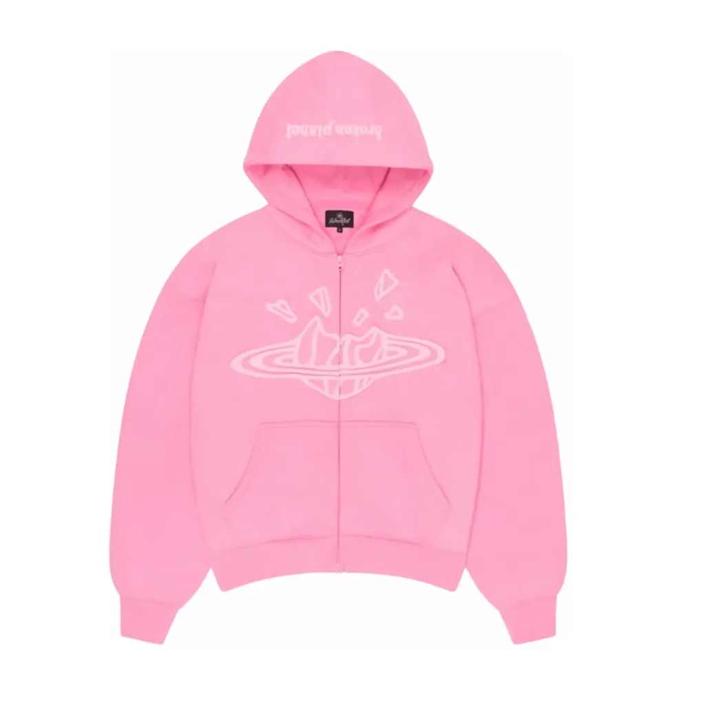 Broken Planet Zip Up Hoodie 'Candy Pink'