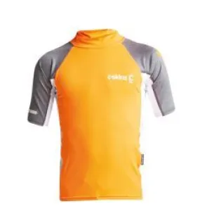 C Skins Rash X Junior Short Sleeve Rash Vest - Orange/Grey