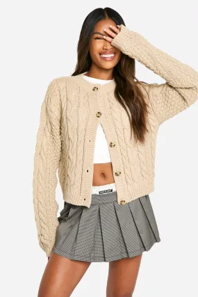 Cable Chunky Knit Button Oversized Cardigan