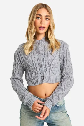 Cable Knit Cropped Cardigan