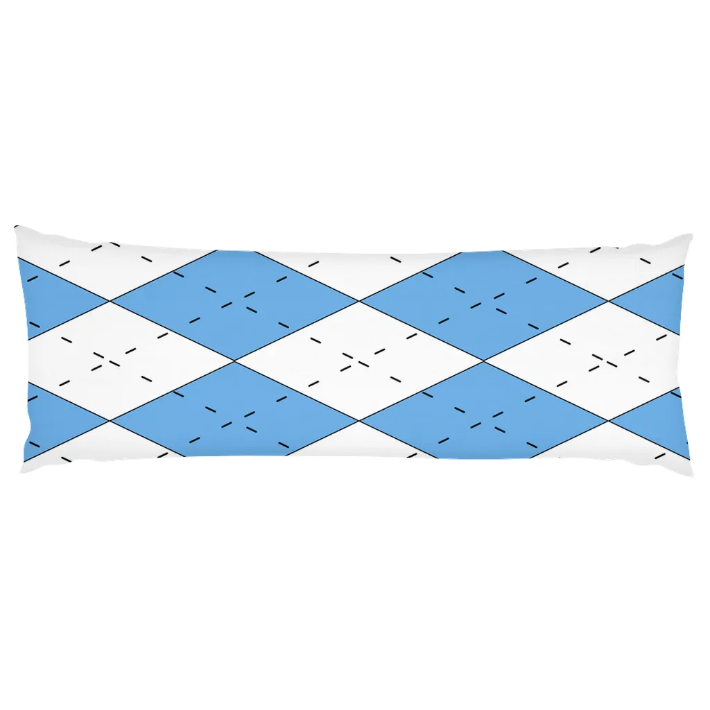 Carolina Blue and White Argyle Body Pillow