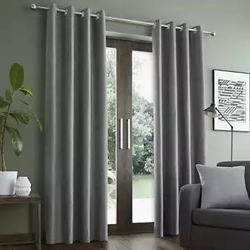 Catherine Lansfield Faux Suede Eyelet Curtains | Kaleidoscope