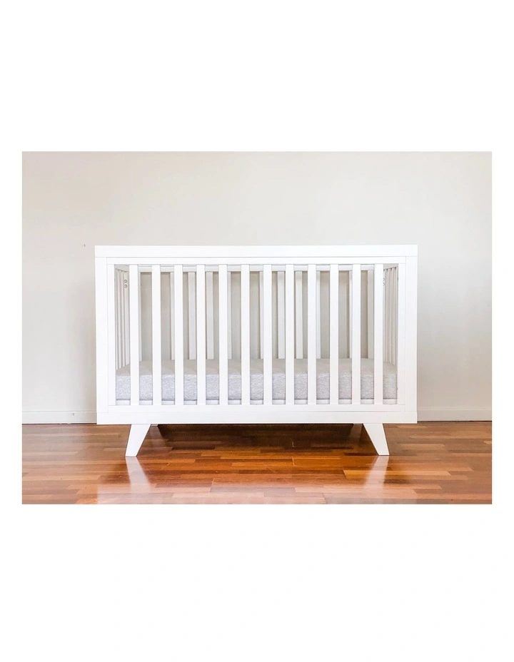 Chelsea Cot in White & Rest Innerspring Mattress