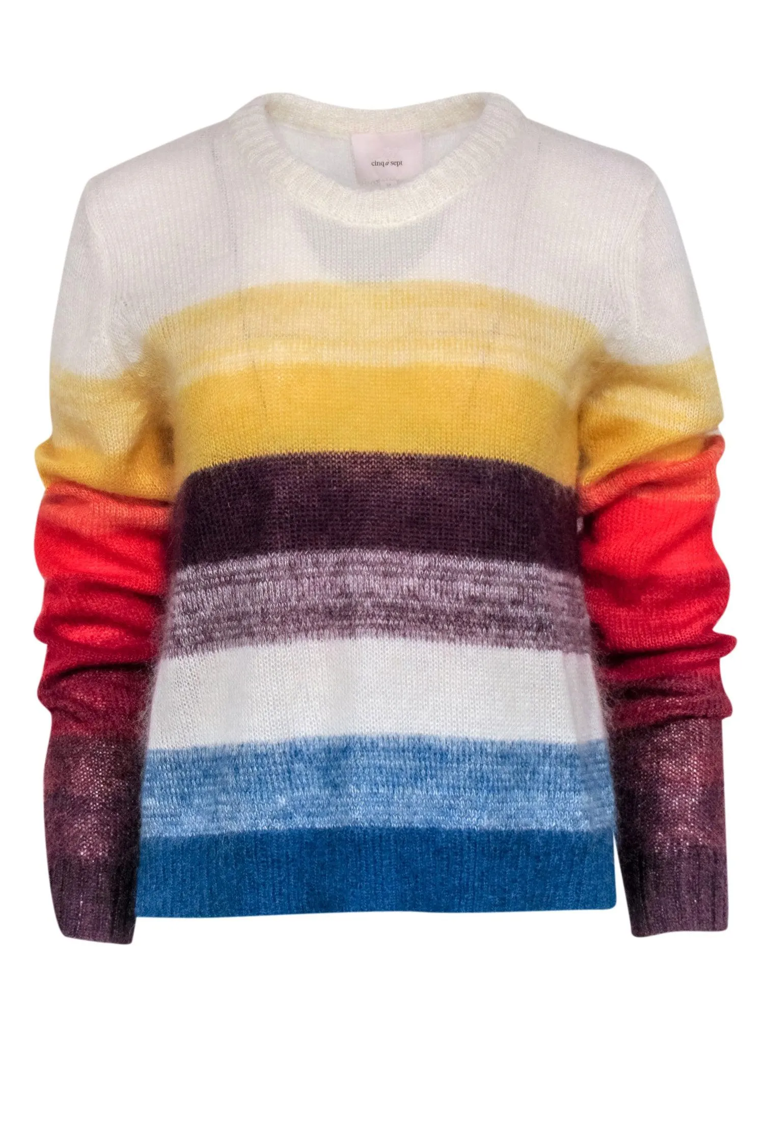 Cinq a Sept - White & Multicolor Stripe Mohair w/ Wool blend Sweater Sz M