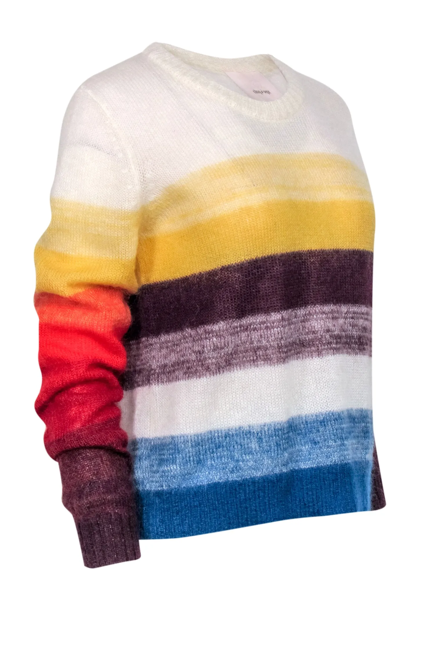 Cinq a Sept - White & Multicolor Stripe Mohair w/ Wool blend Sweater Sz M