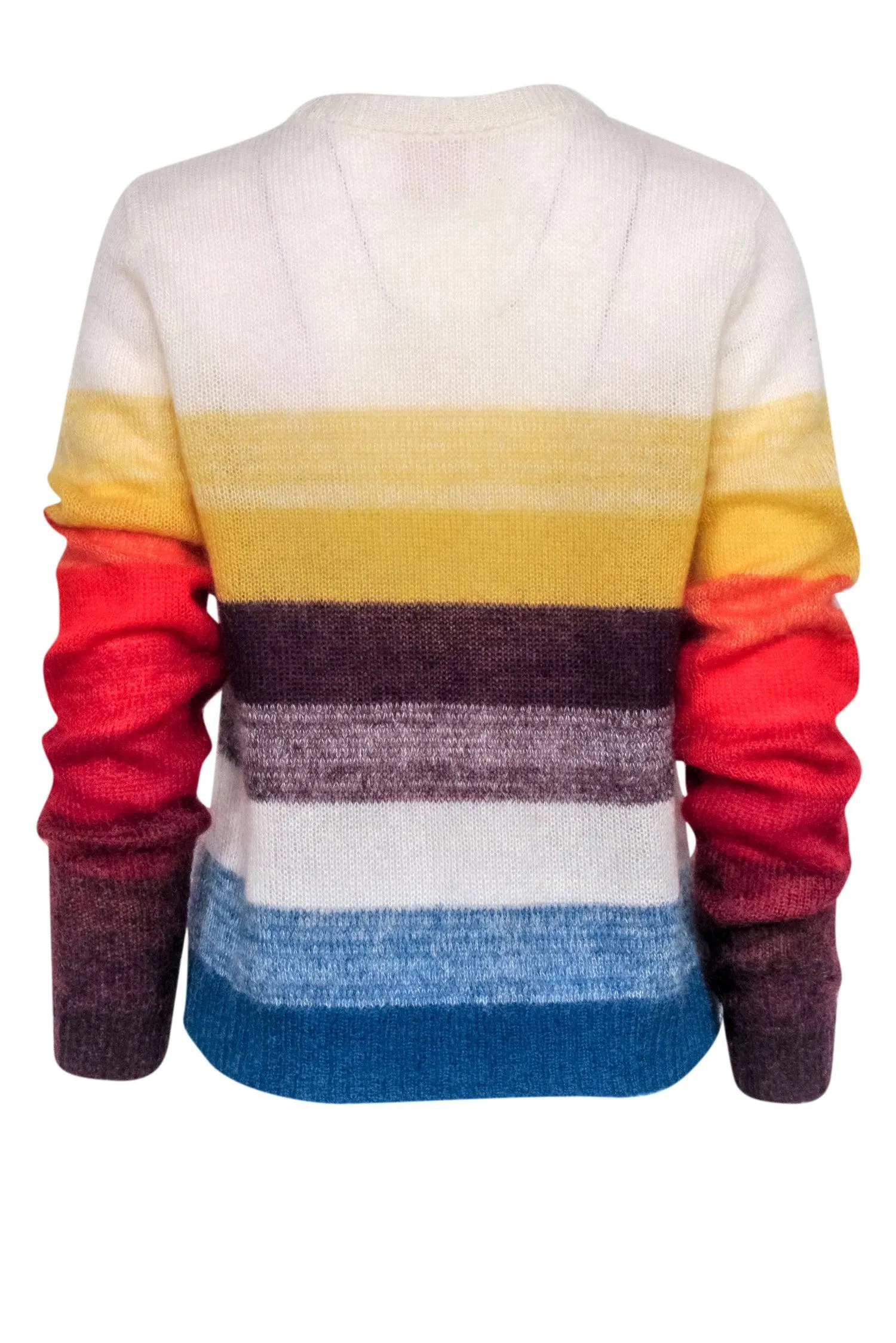 Cinq a Sept - White & Multicolor Stripe Mohair w/ Wool blend Sweater Sz M