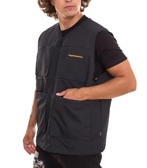 Cleptomanicx Square Vest Jacket Chaleco de entretiempo para hombre Chaleco de verano CXAJSQUAVE Negro