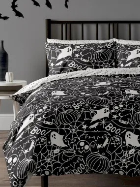 Copenhagen Home Death Doodle Halloween Duvet Cover Set - Black/White