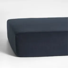 Crate&Barrel Supersoft Midnight Navy Blue Organic Cotton Gauze Baby Crib Fitted Sheet