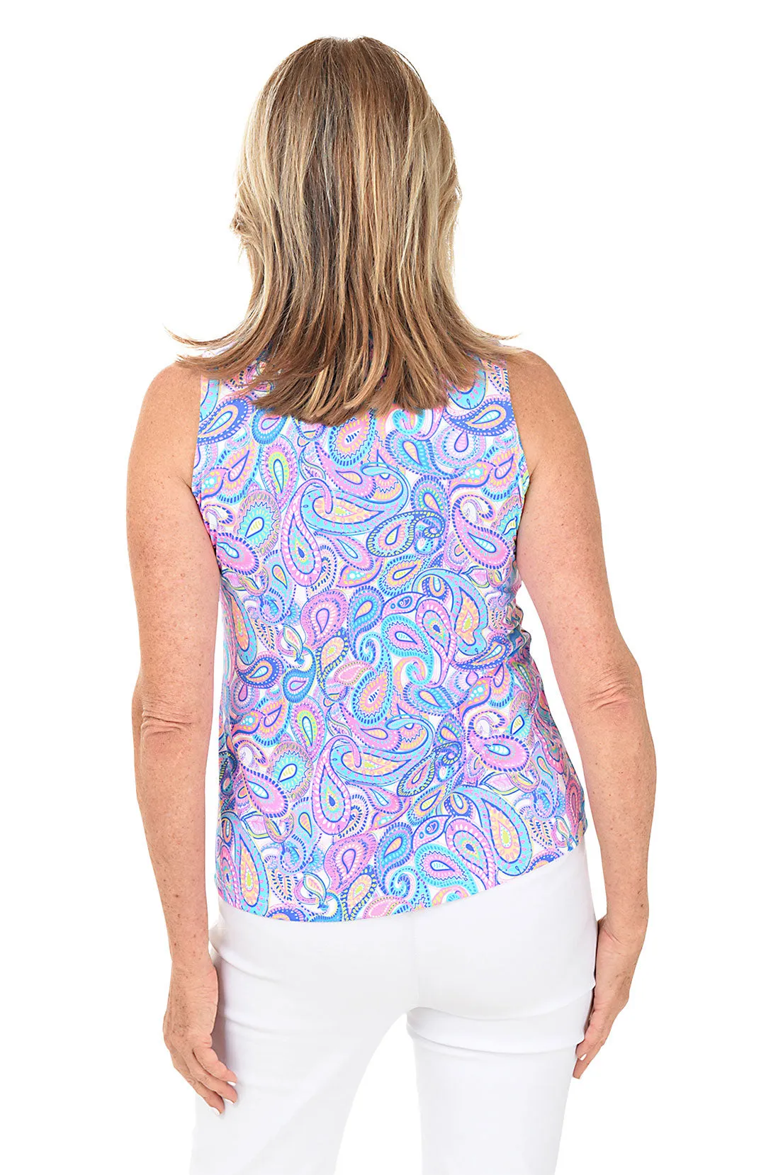 Dazzling Paisley UPF50+ Ruffle Sleeveless Top