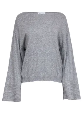 Elizabeth & James - Grey Wool Blend Bell Sleeve Sweater w/ Ribbed Trim Sz XS