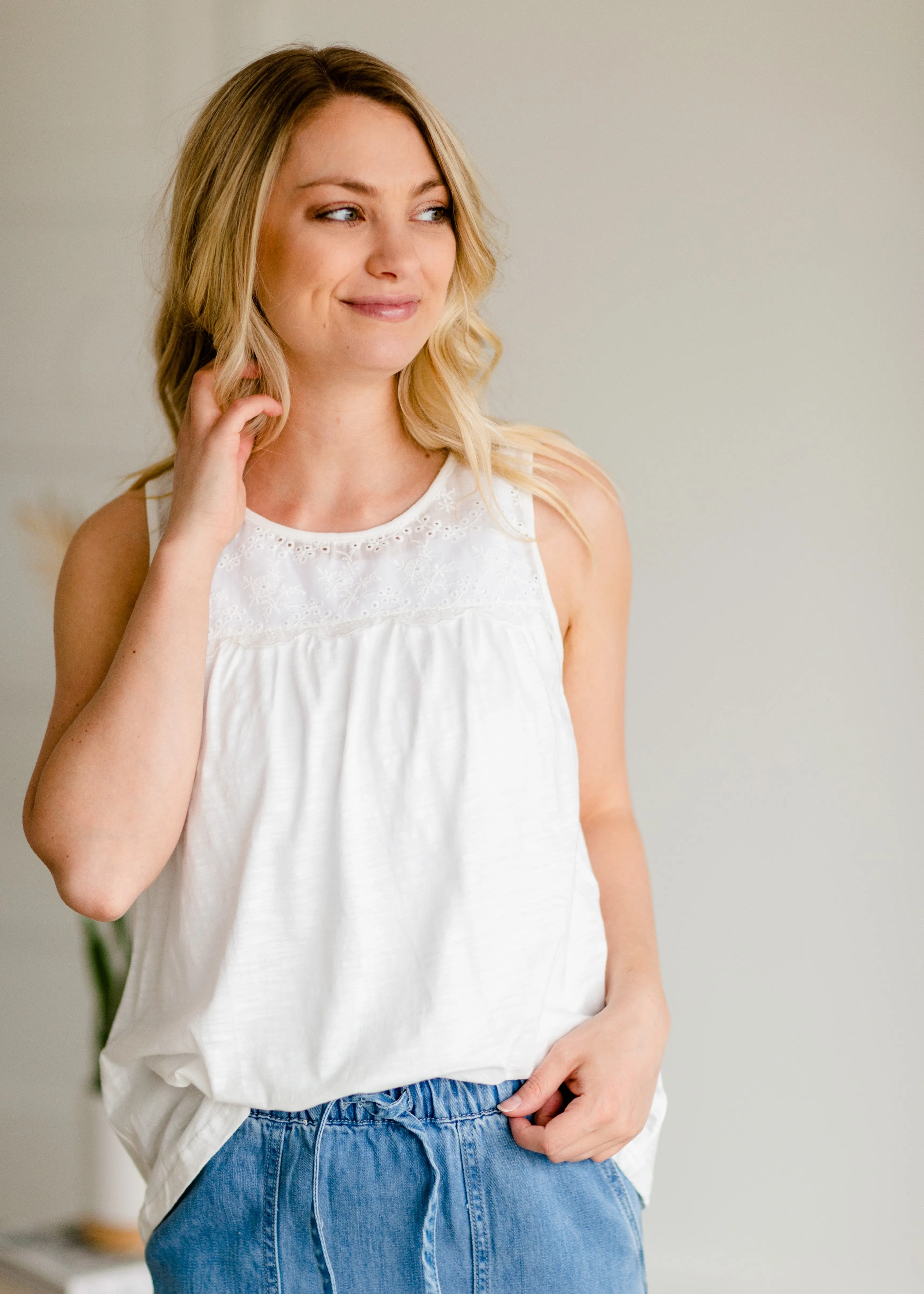 Eyelet Sleeveless Top - FINAL SALE