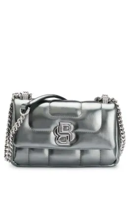 Faux-leather shoulder bag with Double B monogram