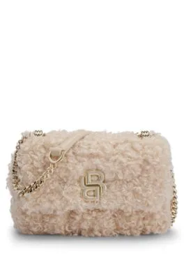 Faux-teddy shoulder bag with Double B monogram