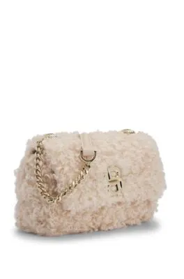 Faux-teddy shoulder bag with Double B monogram