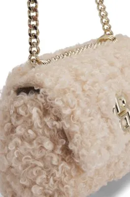 Faux-teddy shoulder bag with Double B monogram