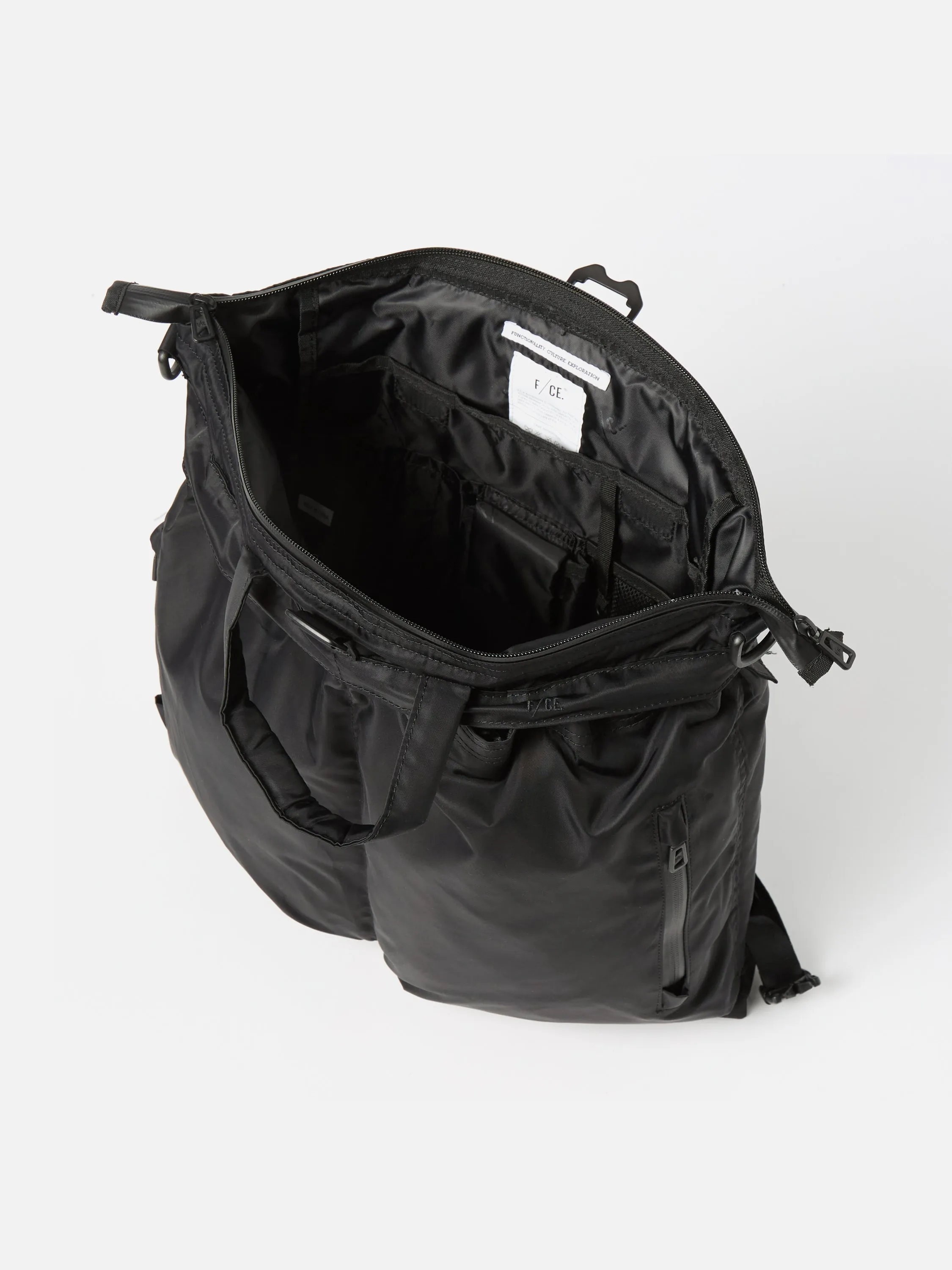 F/CE. 3-Way Helmet Bag in Black Recycled Twill